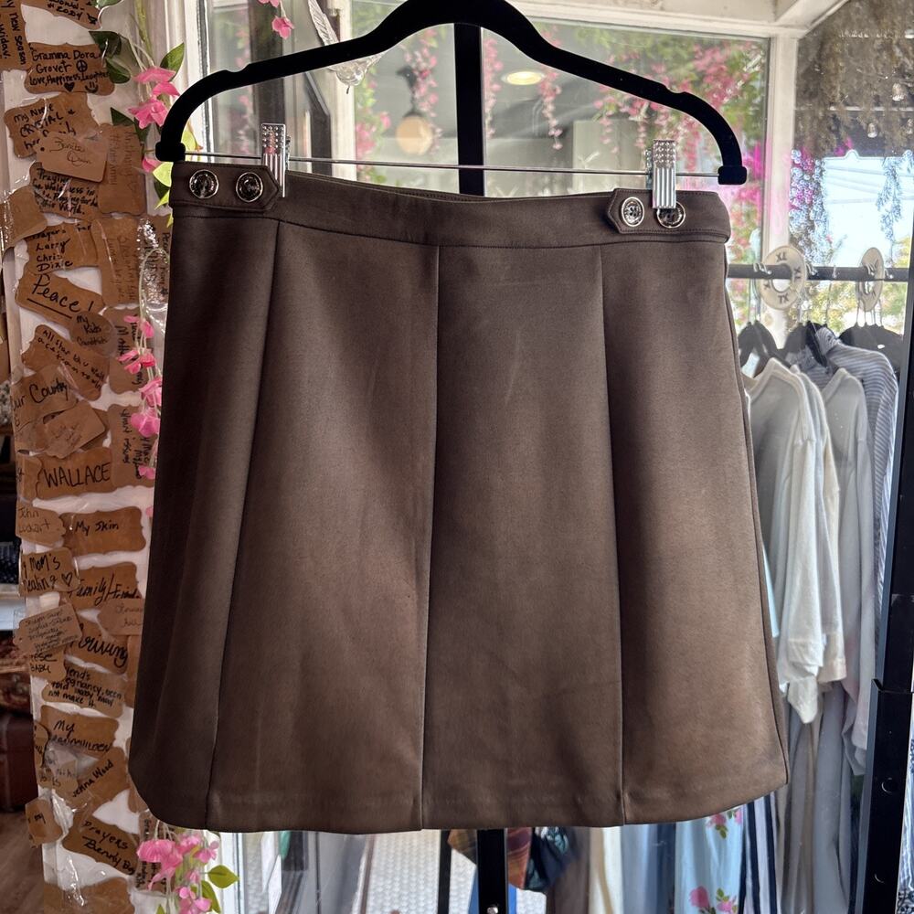MARC NEW YORK ANDREW Marc Faux Suede Mini Skirt/ Dark Olive Size Medium
